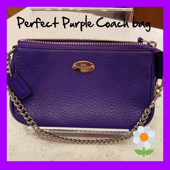 Coach Handbags - Coach Purple Leather Wristlet converts to clutch